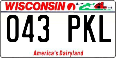WI license plate 043PKL