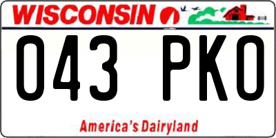 WI license plate 043PKO