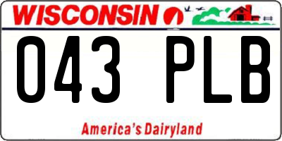 WI license plate 043PLB