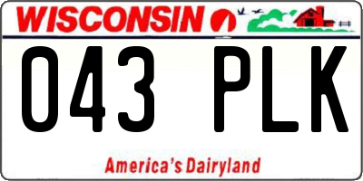 WI license plate 043PLK