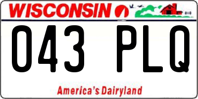 WI license plate 043PLQ