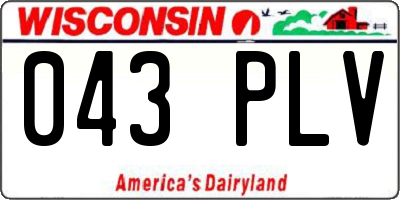 WI license plate 043PLV