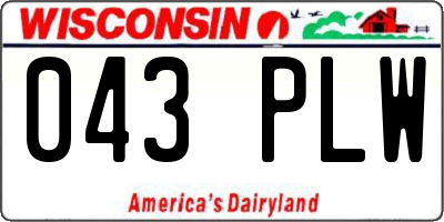 WI license plate 043PLW