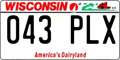 WI license plate 043PLX