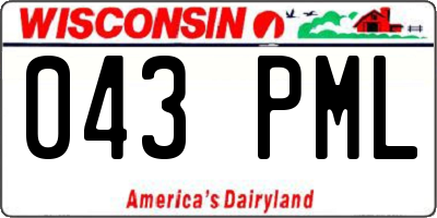 WI license plate 043PML
