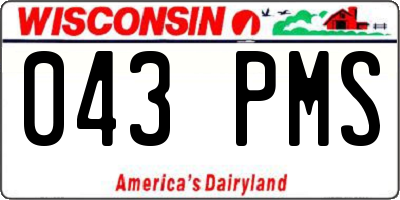 WI license plate 043PMS