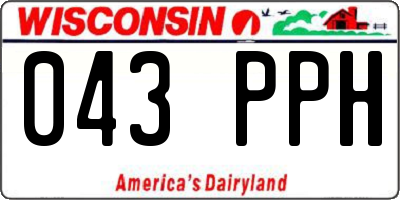 WI license plate 043PPH