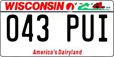 WI license plate 043PUI
