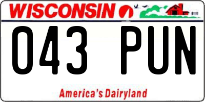 WI license plate 043PUN