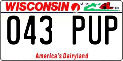 WI license plate 043PUP