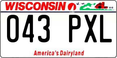 WI license plate 043PXL