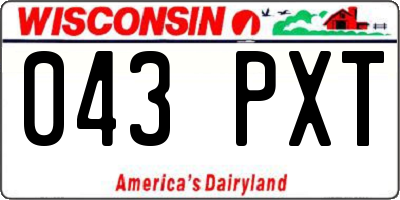 WI license plate 043PXT