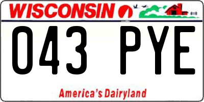 WI license plate 043PYE
