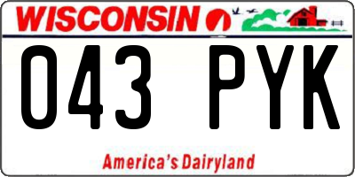 WI license plate 043PYK