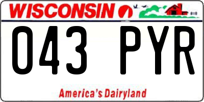 WI license plate 043PYR