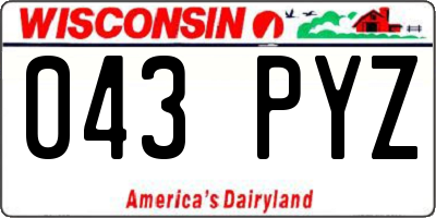 WI license plate 043PYZ