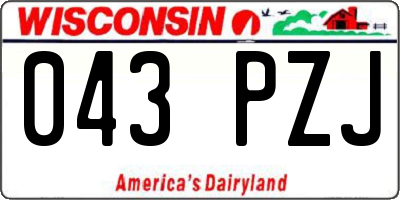 WI license plate 043PZJ