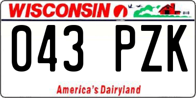 WI license plate 043PZK