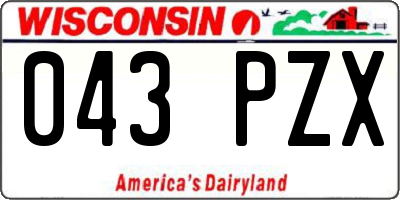 WI license plate 043PZX