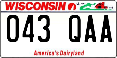 WI license plate 043QAA