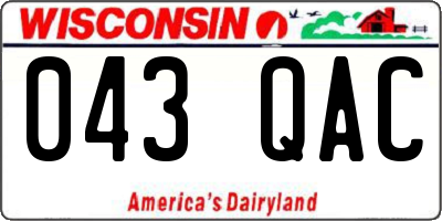 WI license plate 043QAC