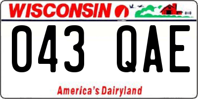 WI license plate 043QAE