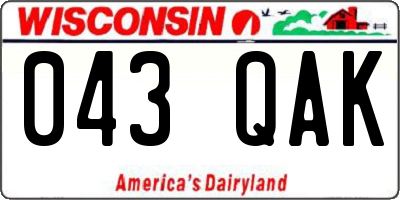 WI license plate 043QAK