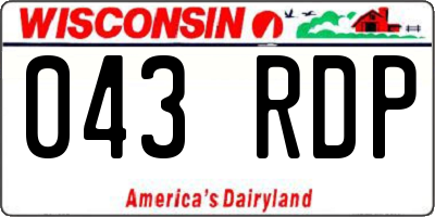 WI license plate 043RDP