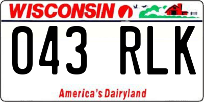 WI license plate 043RLK