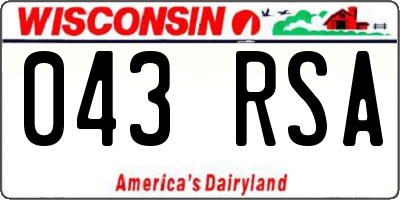 WI license plate 043RSA