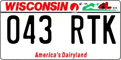 WI license plate 043RTK