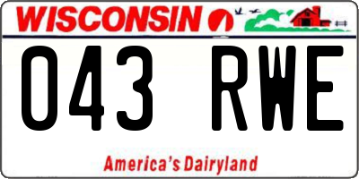 WI license plate 043RWE