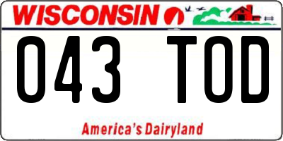 WI license plate 043TOD