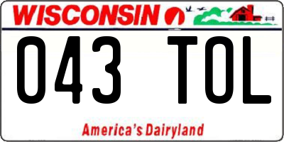 WI license plate 043TOL