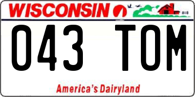 WI license plate 043TOM