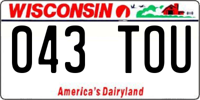 WI license plate 043TOU