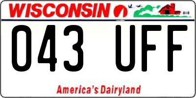 WI license plate 043UFF