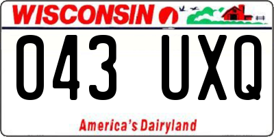 WI license plate 043UXQ