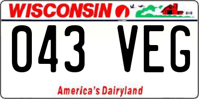 WI license plate 043VEG