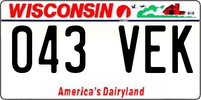 WI license plate 043VEK