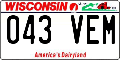 WI license plate 043VEM