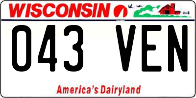 WI license plate 043VEN