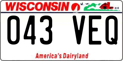 WI license plate 043VEQ