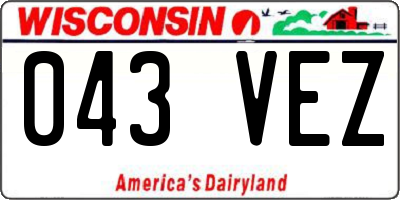 WI license plate 043VEZ