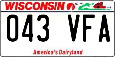 WI license plate 043VFA