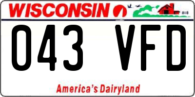WI license plate 043VFD