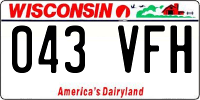 WI license plate 043VFH