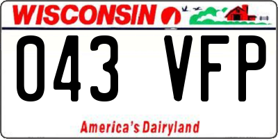 WI license plate 043VFP