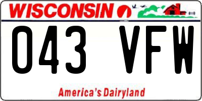 WI license plate 043VFW