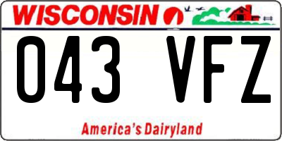 WI license plate 043VFZ